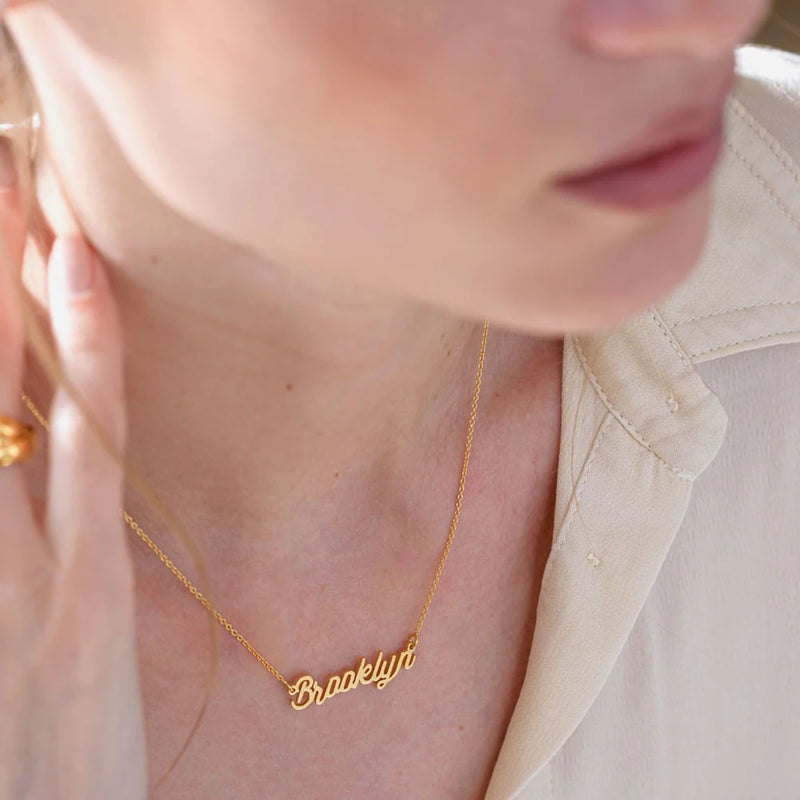 Stainless Steel Nameplate Pendant Necklace for Girls