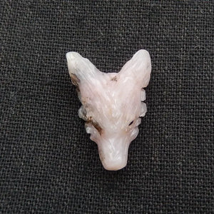 Pink Opal Wolf Head Necklace Pendant Gemstone Bead