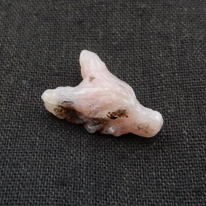 Pink Opal Wolf Head Necklace Pendant Gemstone Bead