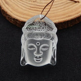 Natural Stone Quartz Carved Buddha Head Pendant Bead Necklace Accessory