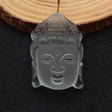 Natural Stone Quartz Carved Buddha Head Pendant Bead Necklace Accessory