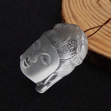 Natural Stone Quartz Carved Buddha Head Pendant Bead Necklace Accessory