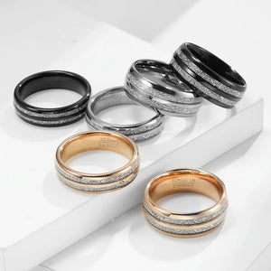 Tungsten Wedding Rings Set For Couple Meteorite Engagement Ring Men Women