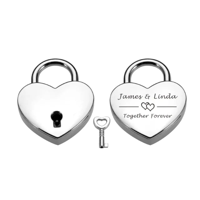 Heart Shape Vintage Romantic Keychain Lock with Key for Couples