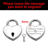 Heart Shape Vintage Romantic Keychain Lock with Key for Couples