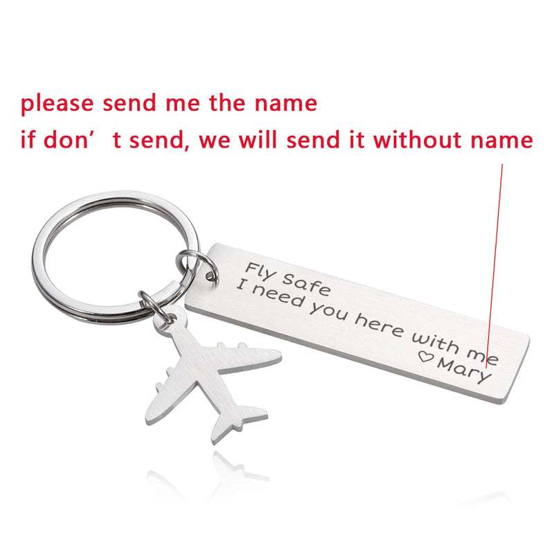 Fly Safe Couple Keychain Airplane Key Chain Pilot Anniversary Gift
