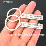 Couples Housewarming Gift Engraved Date Initial Letter Stainless House Keyrin