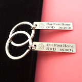 Couples Housewarming Gift Engraved Date Initial Letter Stainless House Keyrin