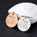 Personalized Calendar Keychain Engraved Date Letters Couple Gift