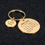 Personalized Calendar Keychain Engraved Date Letters Couple Gift