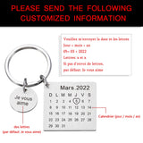 Personalized Calendar Keychain Engraved Date Letters Couple Gift
