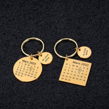 Personalized Calendar Keychain Engraved Date Letters Couple Gift