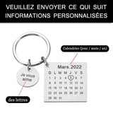 Personalized Calendar Keychain Engraved Date Letters Couple Gift