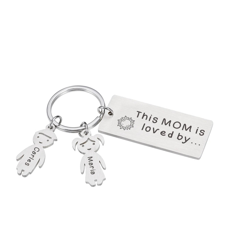 Personalized Name Keychain for Mom - Engraved Mummy Key Hook
