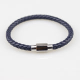Engraved Leather Name Bracelet Stainless Steel Bangle