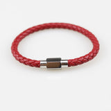 Engraved Leather Name Bracelet Stainless Steel Bangle