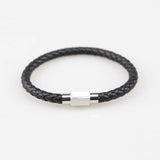 Engraved Leather Name Bracelet Stainless Steel Bangle