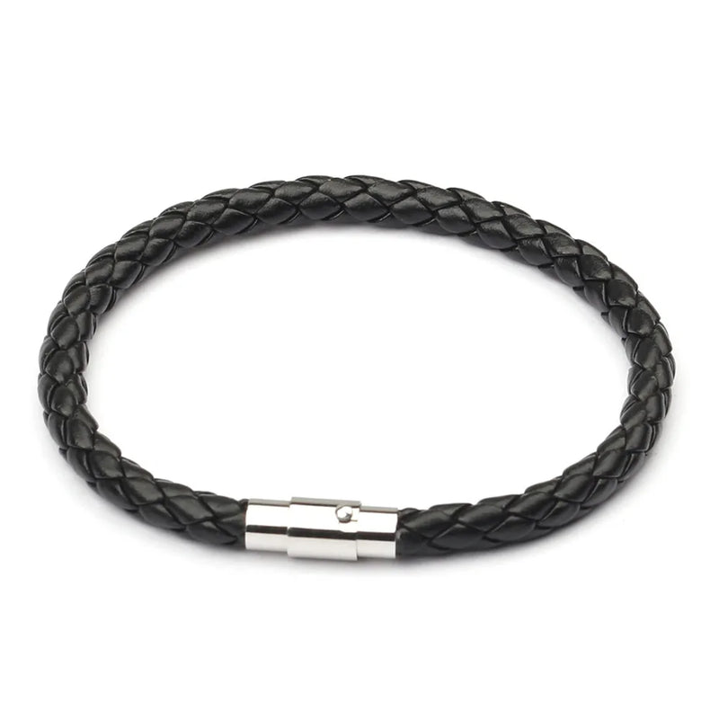 Leather Bracelet Steel Beads Name Charm Couple Jewelry For Men Women