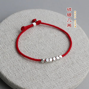 925 Silver Rope Bracelet with Red Thread Line for Women Girls