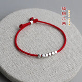 925 Silver Rope Bracelet with Red Thread Line for Women Girls