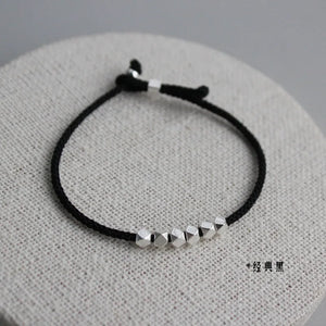 925 Silver Rope Bracelet with Red Thread Line for Women Girls