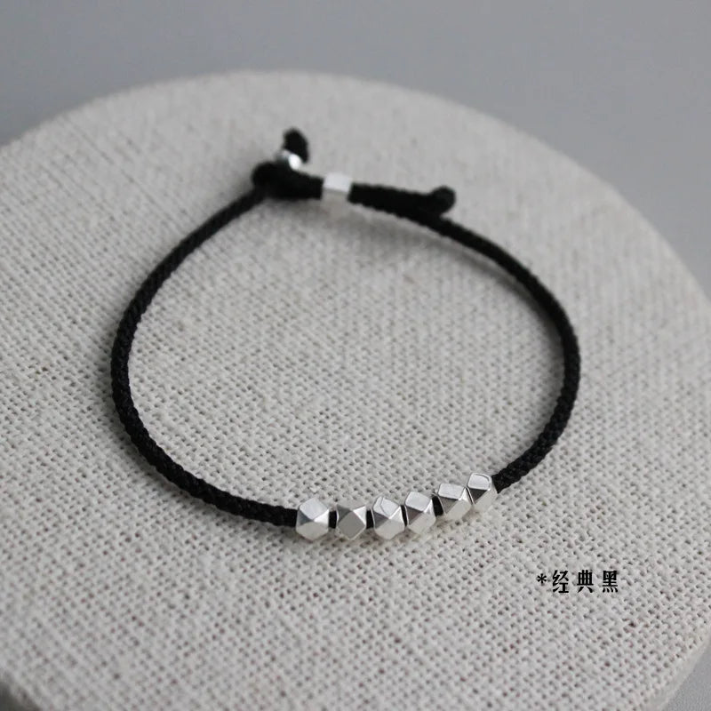 925 Silver Rope Bracelet with Red Thread Line for Women Girls