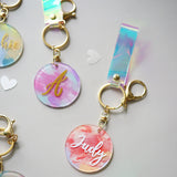 Acrylic Keychain Hand-painted Oil Painting Brush Round Heart Keyring