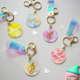 Acrylic Keychain Hand-painted Oil Painting Brush Round Heart Keyring