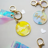 Acrylic Keychain Hand-painted Oil Painting Brush Round Heart Keyring