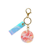 Acrylic Keychain Hand-painted Oil Painting Brush Round Heart Keyring