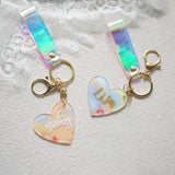 Acrylic Keychain Hand-painted Oil Painting Brush Round Heart Keyring