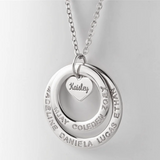 Family Name Necklace Round Pendant Personalized Gift for Mom