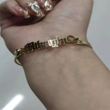 Personalized Letter Name Bangle for Women, Stainless Steel, Christmas Gift