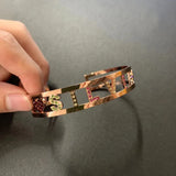 Crystal Letter Bracelet Stainless Steel Rhinestone Bangle