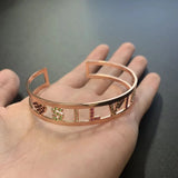 Personalized Letter Bracelet Crystal Stainless Steel Bangle