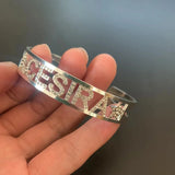 Personalized Letter Bracelet Crystal Stainless Steel Bangle