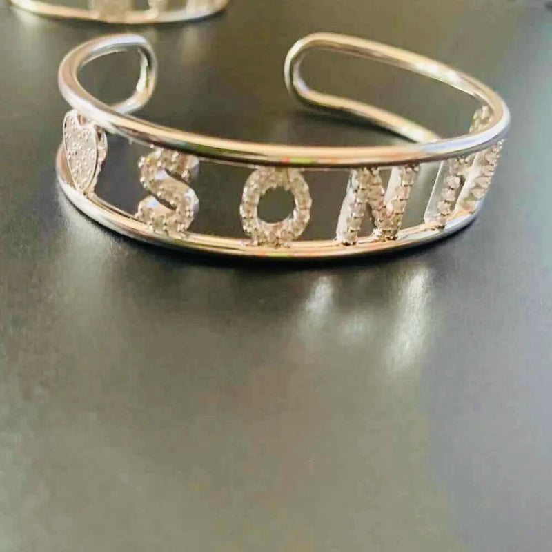 Personalized Letter Name Bracelet with Colorful Zircon Crystals