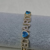 Heart Name Bracelet with Cuban Chain Zircon Chain Name Bracelet Jewelry Gift