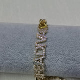 Heart Name Bracelet with Cuban Chain Zircon Chain Name Bracelet Jewelry Gift