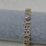 Heart Name Bracelet with Cuban Chain Zircon Chain Name Bracelet Jewelry Gift
