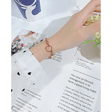 Custom Name Bracelet with Pearl Chain Stainless Steel Personalized Bangles