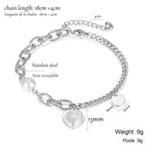 Custom Name Bracelet with Pearl Chain Stainless Steel Personalized Bangles