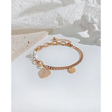 Custom Name Bracelet with Pearl Chain Stainless Steel Personalized Bangles