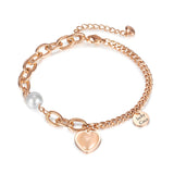 Custom Name Bracelet with Pearl Chain Stainless Steel Personalized Bangles