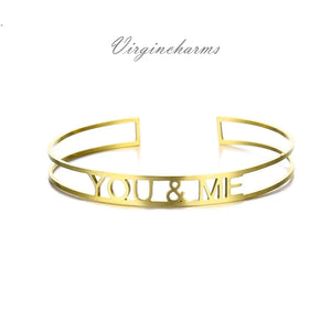 Letter Name Bracelet Personalized Bangles Women Men Rose Stainless Steel