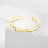 Letter Name Bracelet Personalized Bangles Women Men Rose Stainless Steel