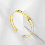 Letter Name Bracelet Personalized Bangles Women Men Rose Stainless Steel