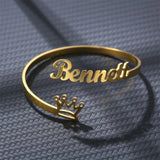 Crown Name Bracelet Personalized Stainless Steel Bangle