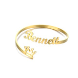Crown Name Bracelet Personalized Stainless Steel Bangle