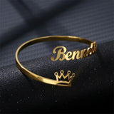 Crown Name Bracelet Personalized Stainless Steel Bangle